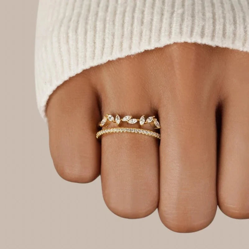Bague Couronne Princesse plaquée or 18K avec zircon