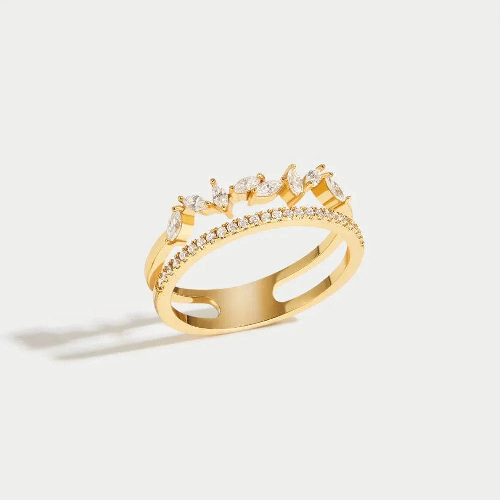Bague Couronne Princesse plaquée or 18K avec zircon