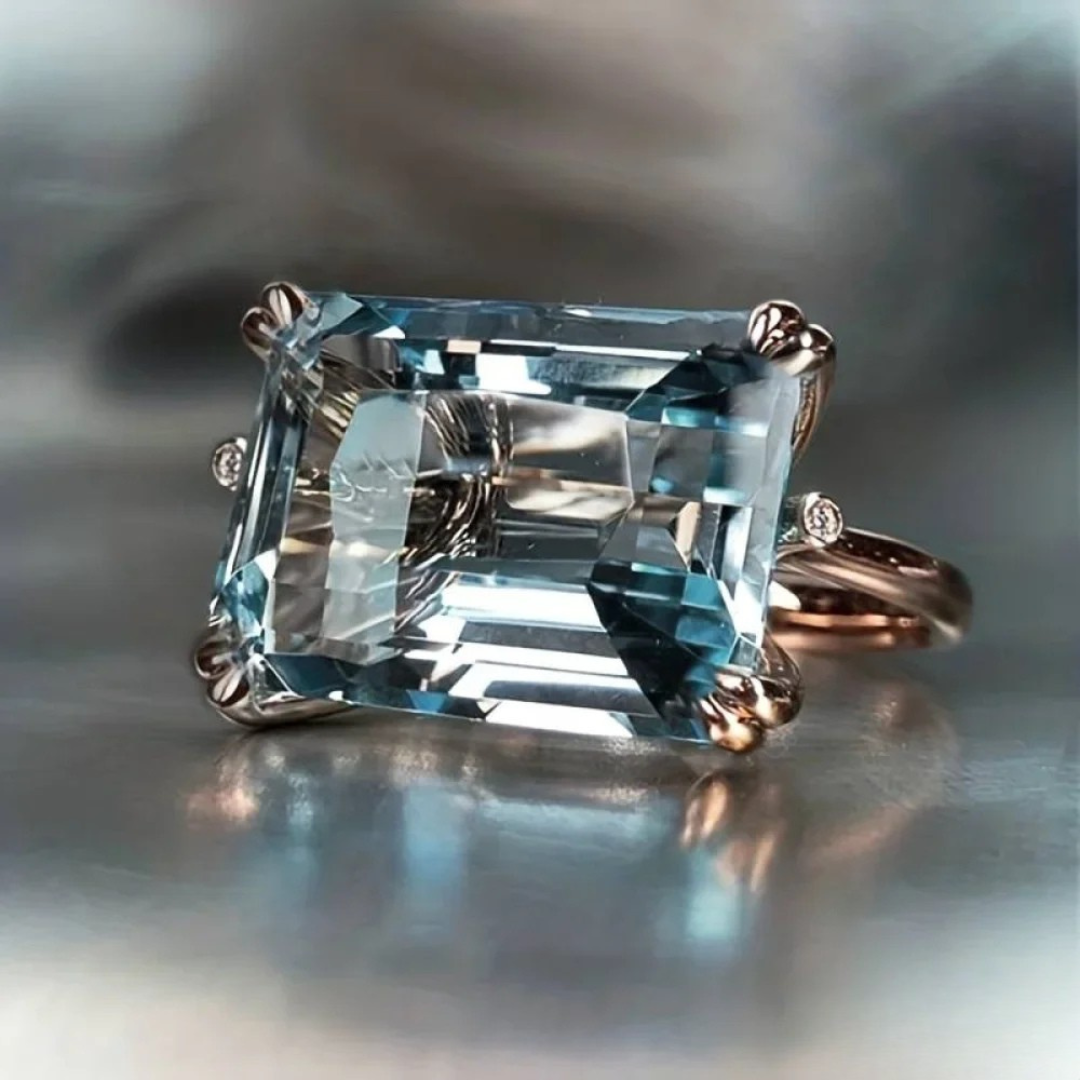 Bague vintage en zirconium bleu