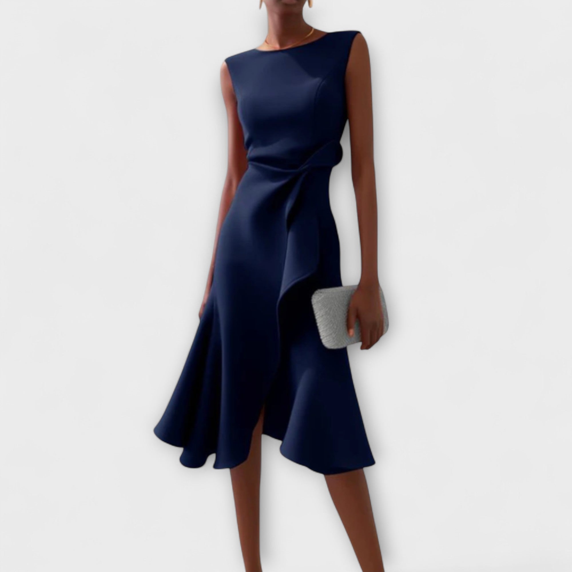 JULIETTE | ROBE MIDI DRAPÉE ASYMÉTRIQUE