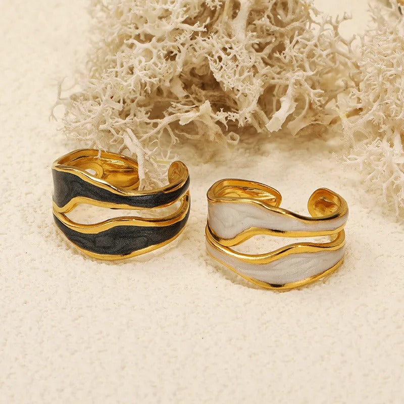 Bague Ajustable Ouverte Géométrique plaquée or 18K