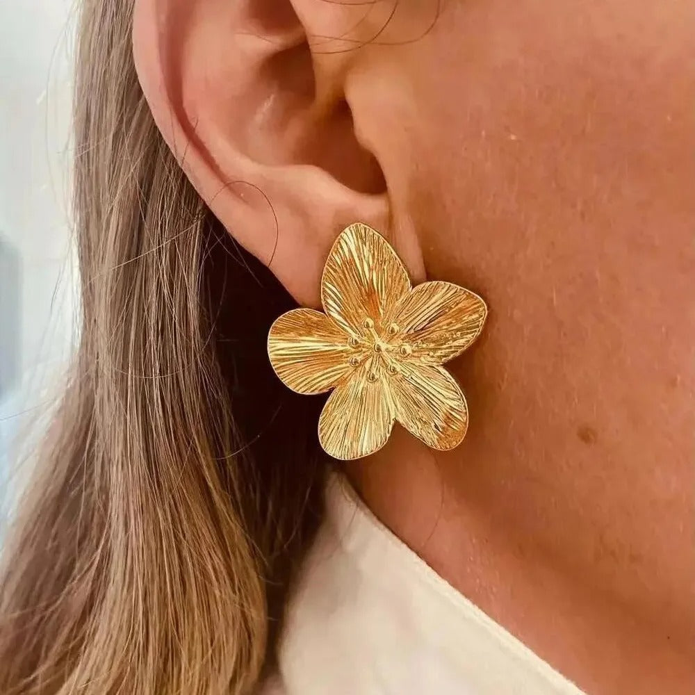 Boucles d’Oreilles Fleur Vintage plaquées or 18K