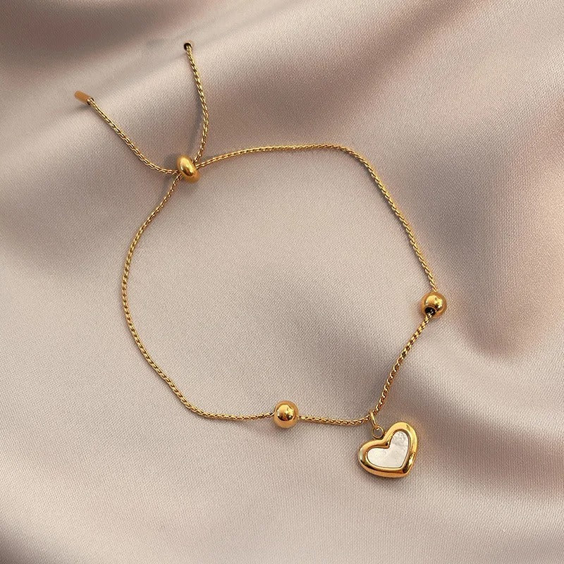 Bracelet Cœur Nacre plaqué or 18K