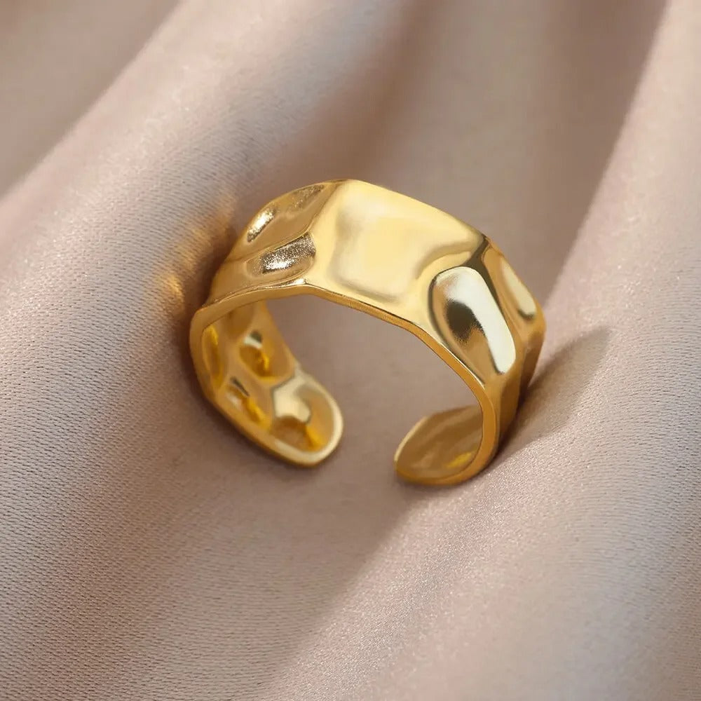 Bague Ajustable Géométrique Irrégulière plaquée or 18K