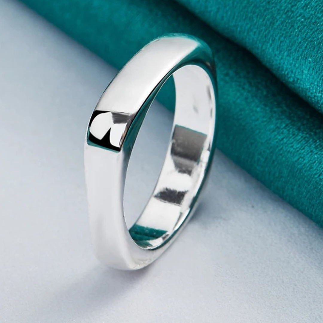 Bague carrée réglable en argentée