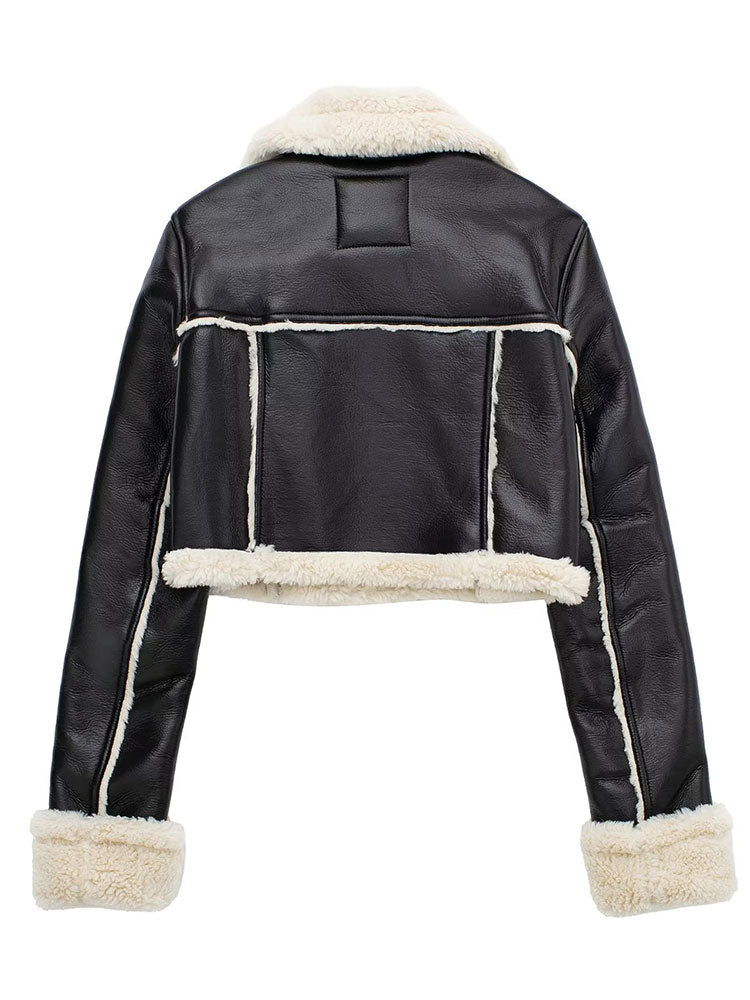 Yani - Veste cropped avec col en fourrure