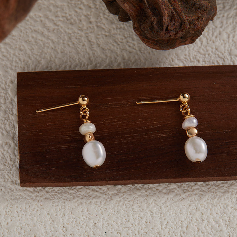 Boucles d'Oreilles Vintage en Finition Argent avec Perles
