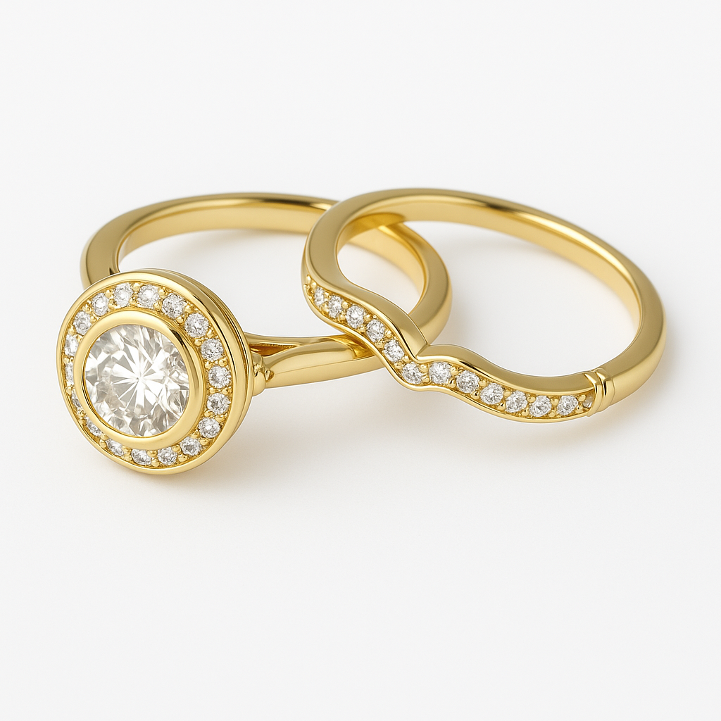 Paquet de bagues vintage finition or et zirconium