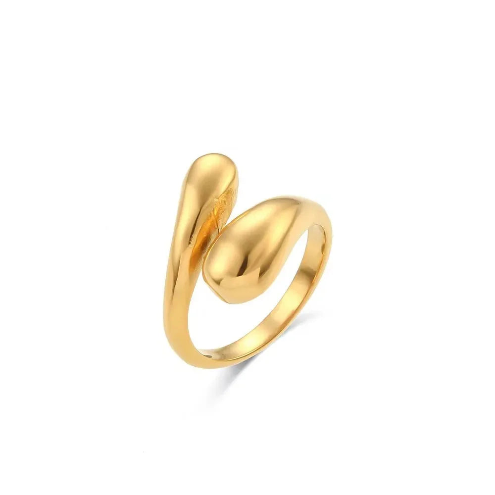 Bague Ajustable Gouttes d'Eau Finition Or