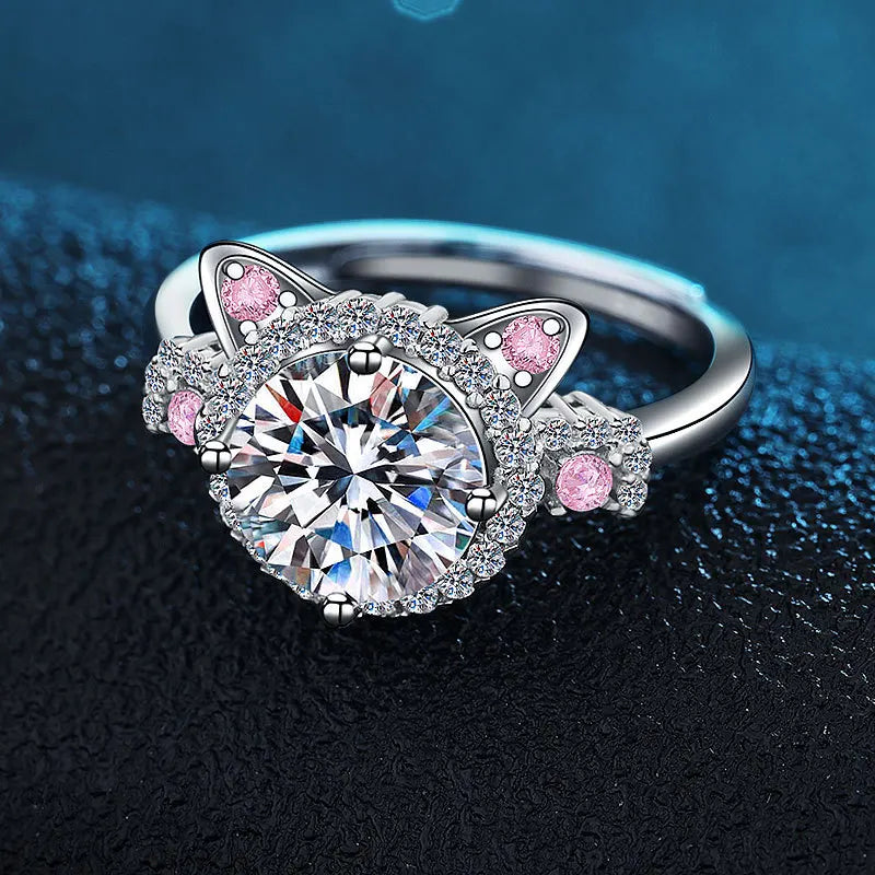 MINA – Bague à oreilles de chat réglable en argent 925