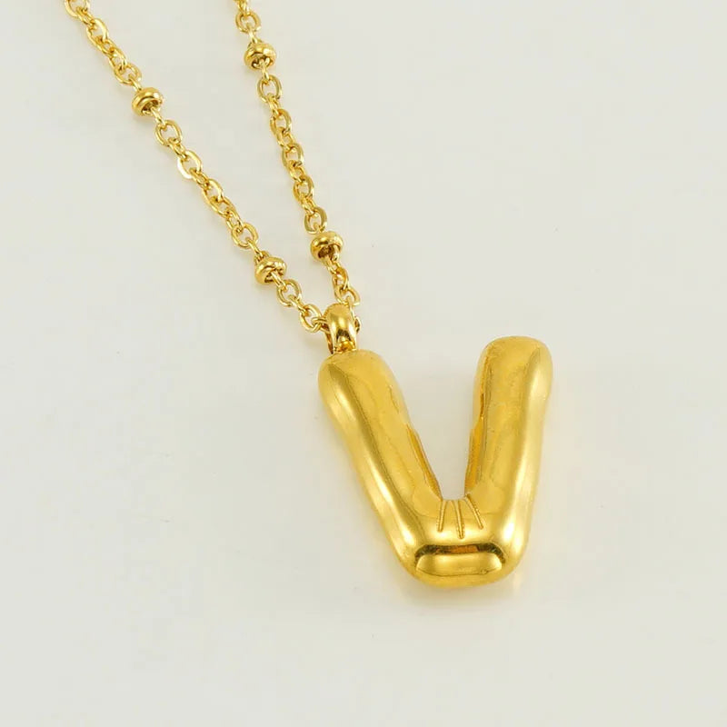 Collier spécial initiales plaqué or 18 carats avec bulles de ballon