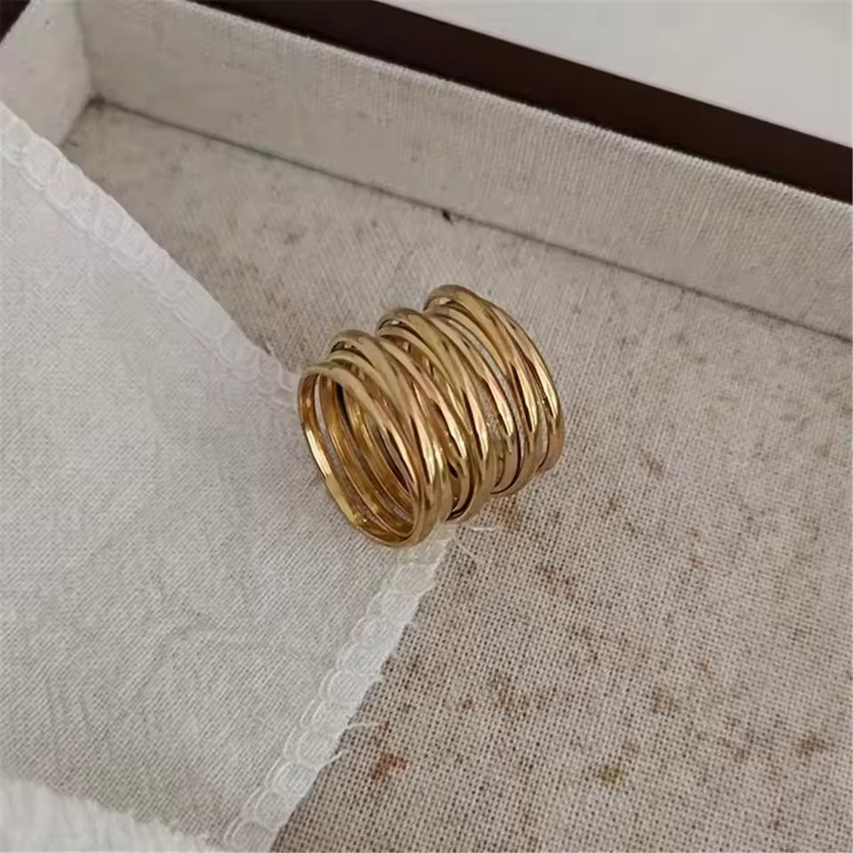 Bague Multicouche Hip Hop plaquée or 18K