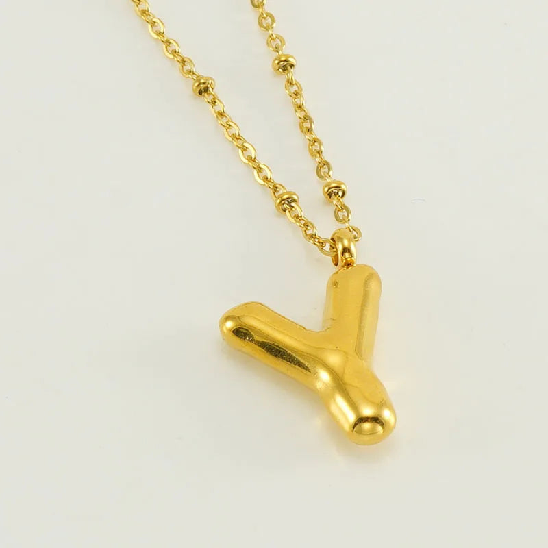 Collier spécial initiales plaqué or 18 carats avec bulles de ballon