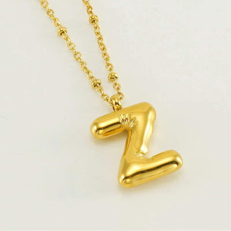 Collier spécial initiales plaqué or 18 carats avec bulles de ballon