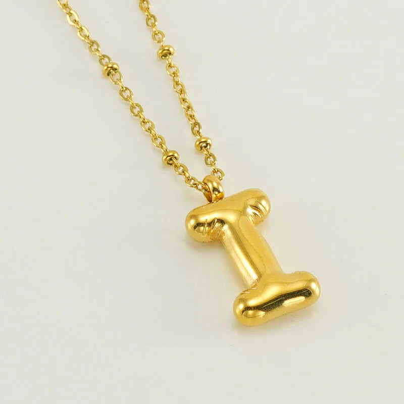 Collier spécial initiales plaqué or 18 carats avec bulles de ballon