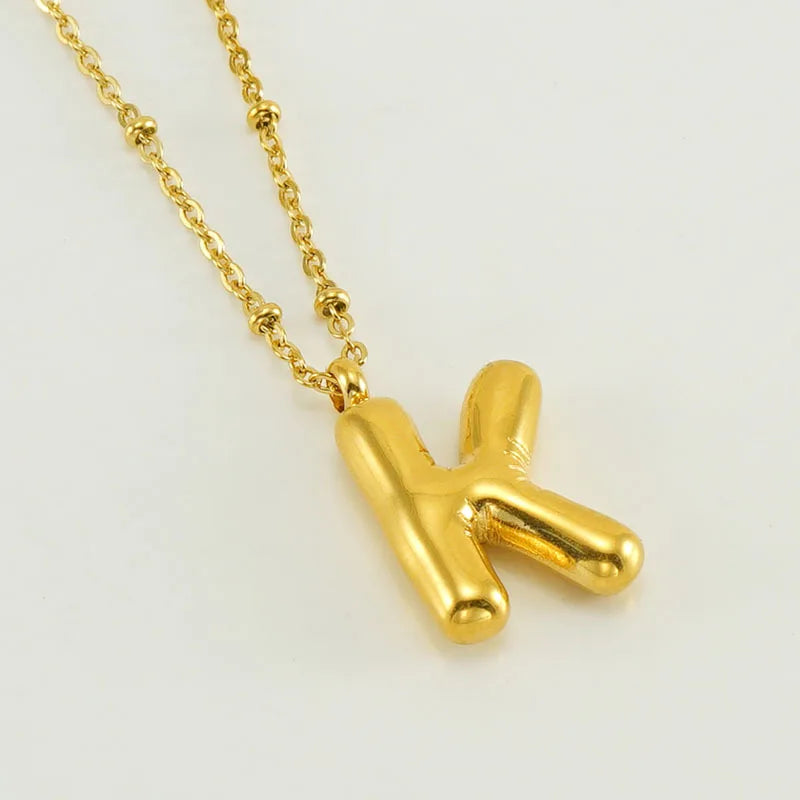 Collier spécial initiales plaqué or 18 carats avec bulles de ballon