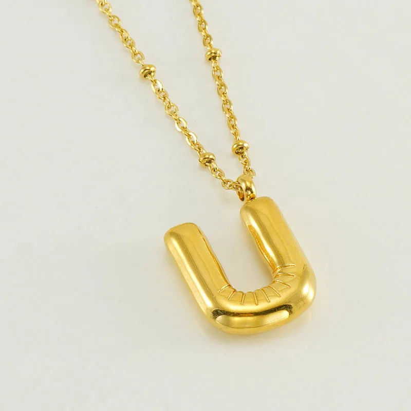 Collier spécial initiales plaqué or 18 carats avec bulles de ballon