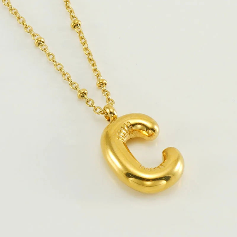 Collier spécial initiales plaqué or 18 carats avec bulles de ballon