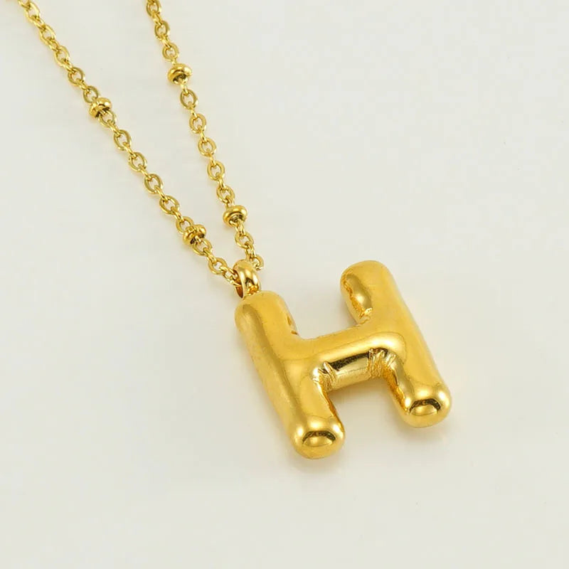 Collier spécial initiales plaqué or 18 carats avec bulles de ballon