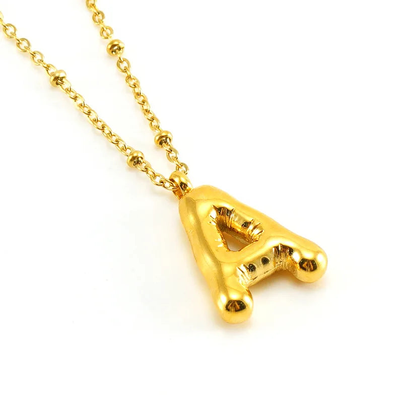 Collier spécial initiales plaqué or 18 carats avec bulles de ballon