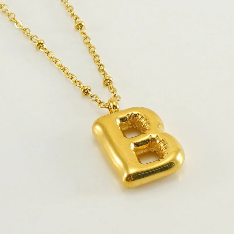 Collier spécial initiales plaqué or 18 carats avec bulles de ballon