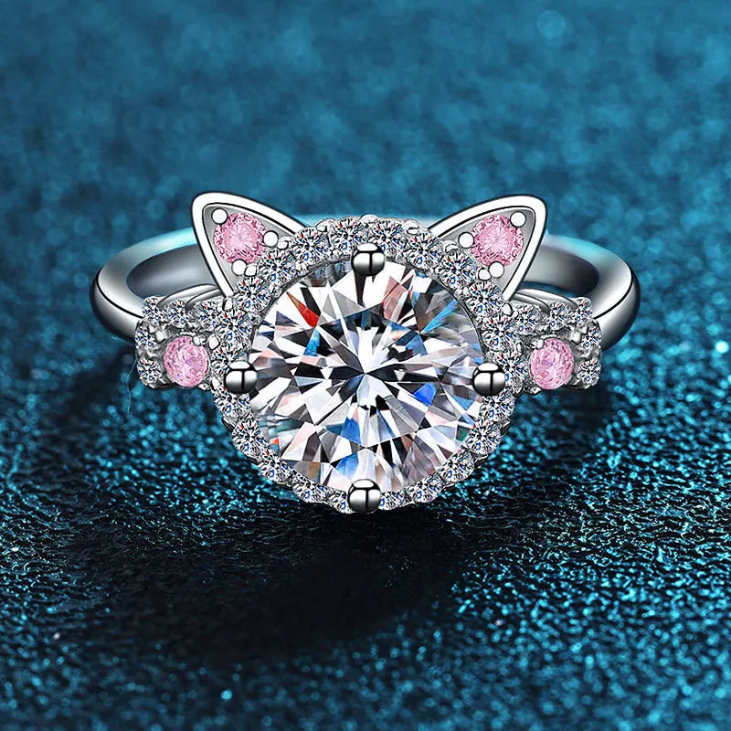 MINA – Bague à oreilles de chat réglable en argent 925