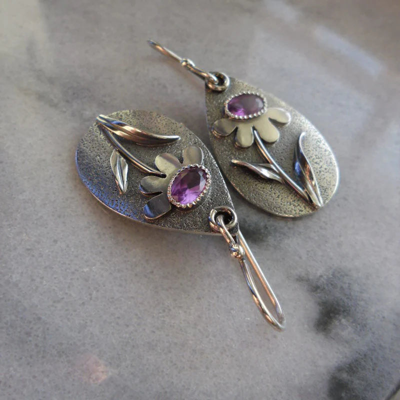 Boucles d'oreilles rétro 3D en fleurs