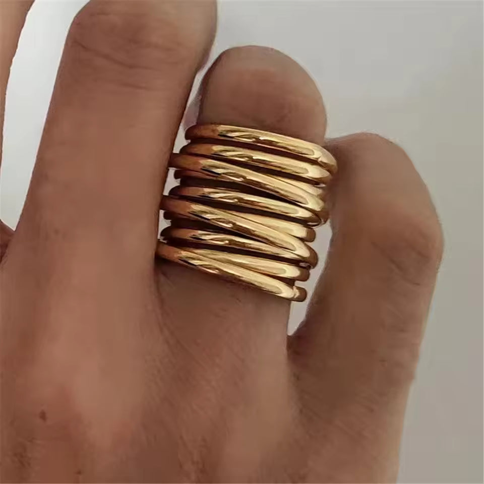Bague Multicouche Hip Hop plaquée or 18K