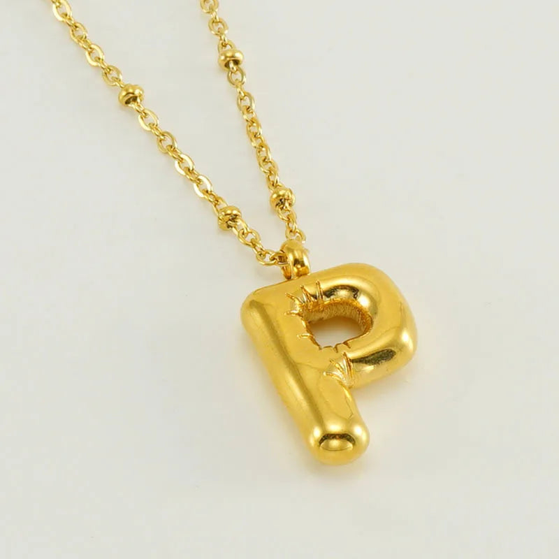 Collier spécial initiales plaqué or 18 carats avec bulles de ballon
