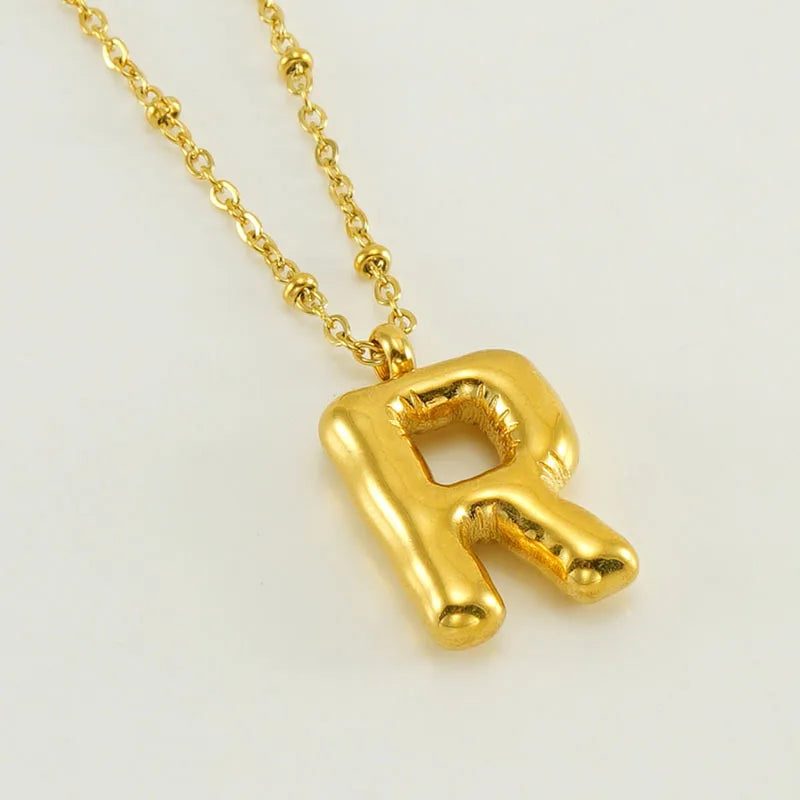Collier spécial initiales plaqué or 18 carats avec bulles de ballon