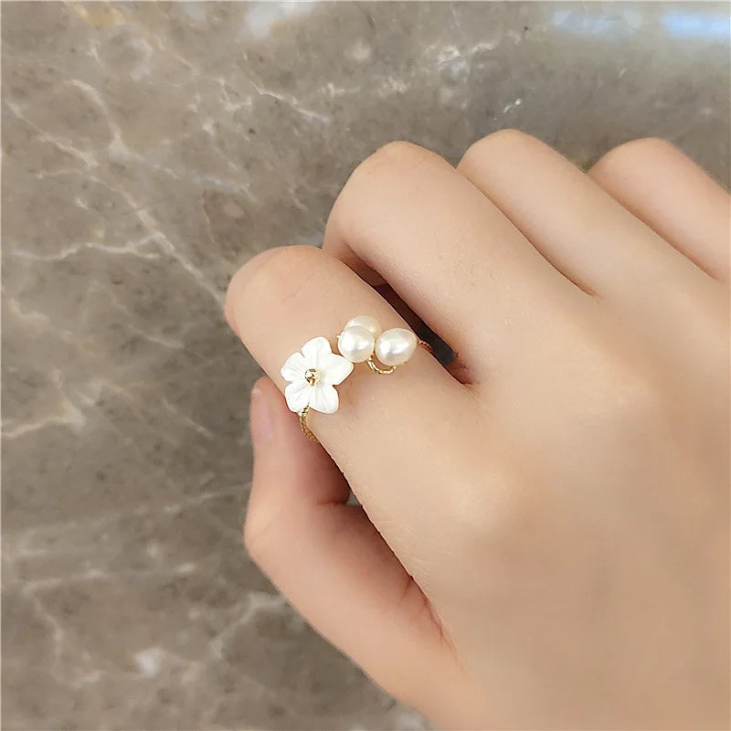 Bague Fleur Perle d’Eau Douce plaquée or 18K