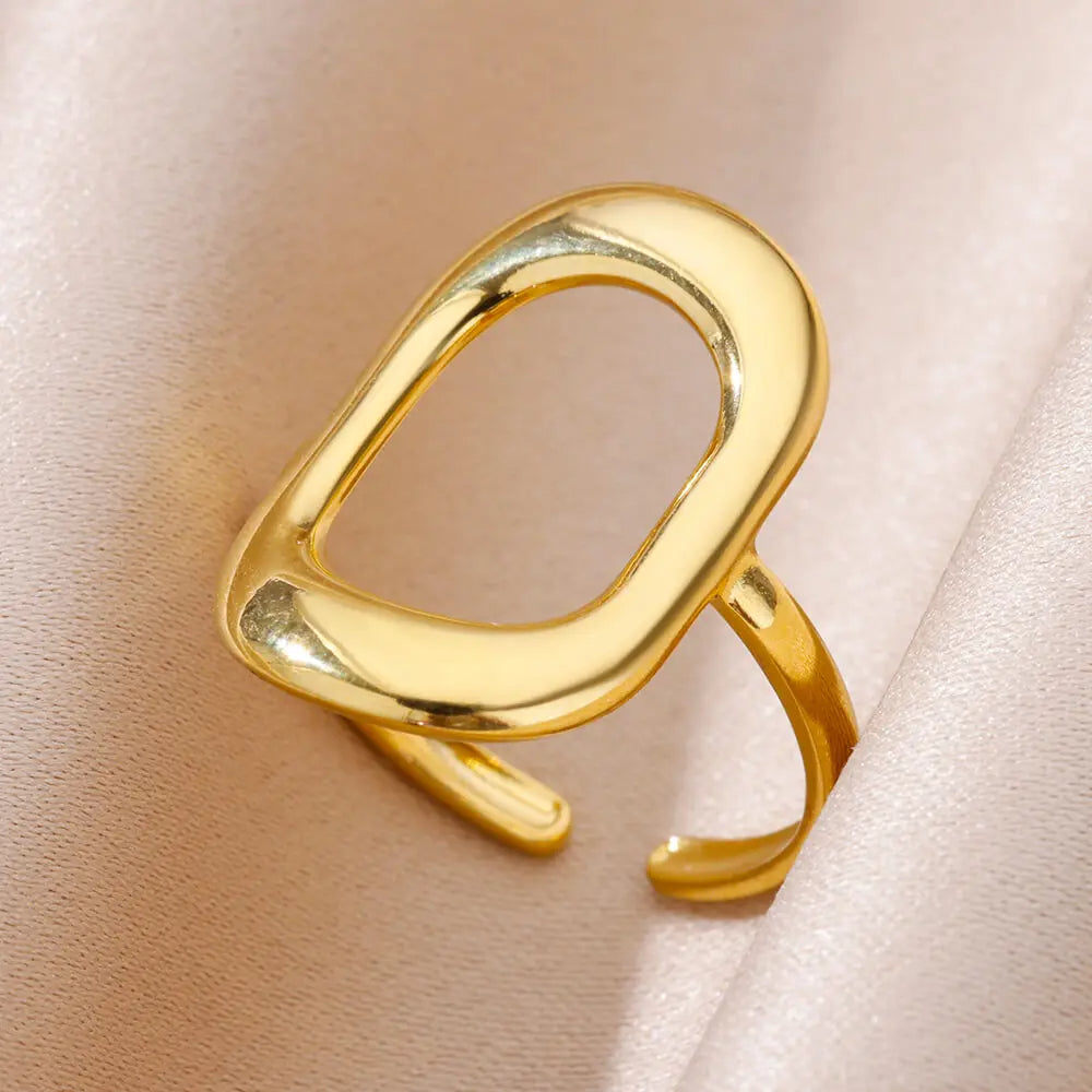 Bague Ajustable Géométrique Creuse plaquée or 18K