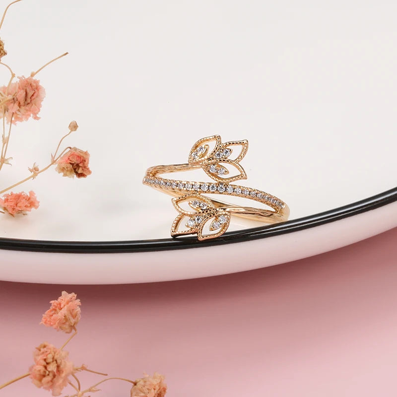 Bague Fleur Double plaquée or 18K