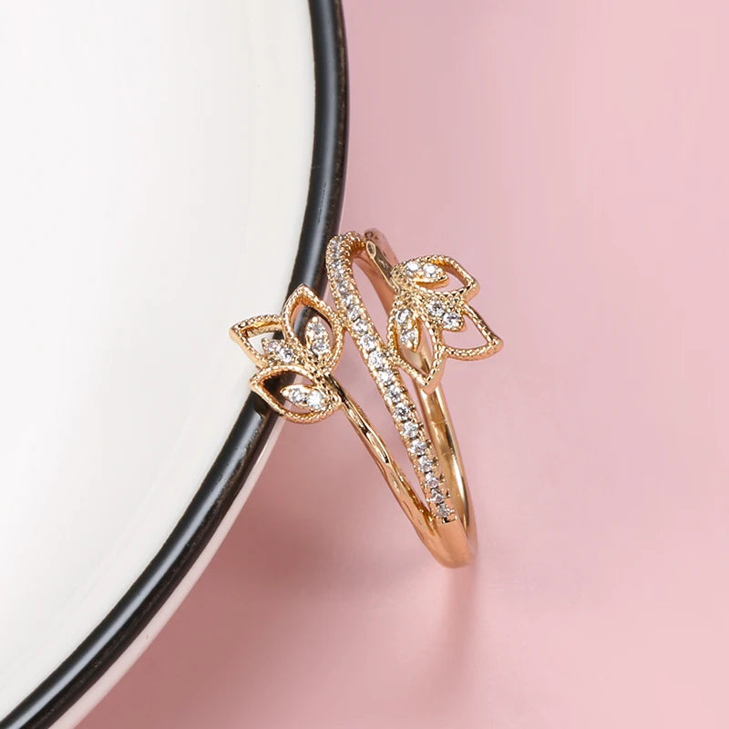Bague Fleur Double plaquée or 18K