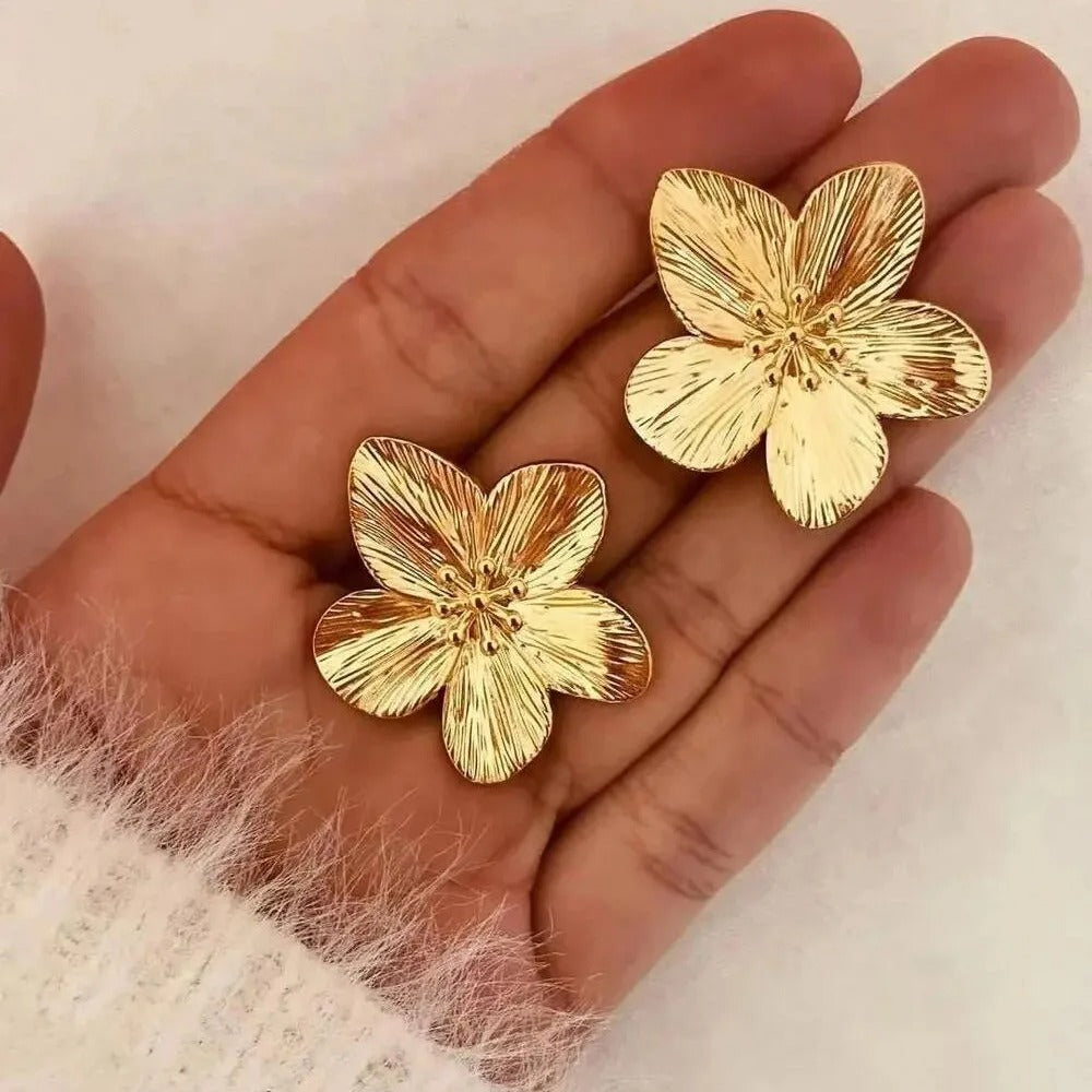 Boucles d’Oreilles Fleur Vintage plaquées or 18K