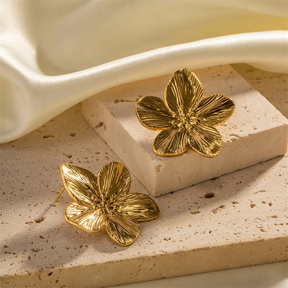 Boucles d’Oreilles Fleur Vintage plaquées or 18K