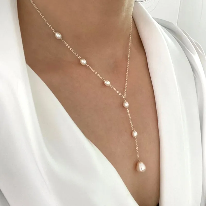 Collier Vintage effet Perles Suspendues