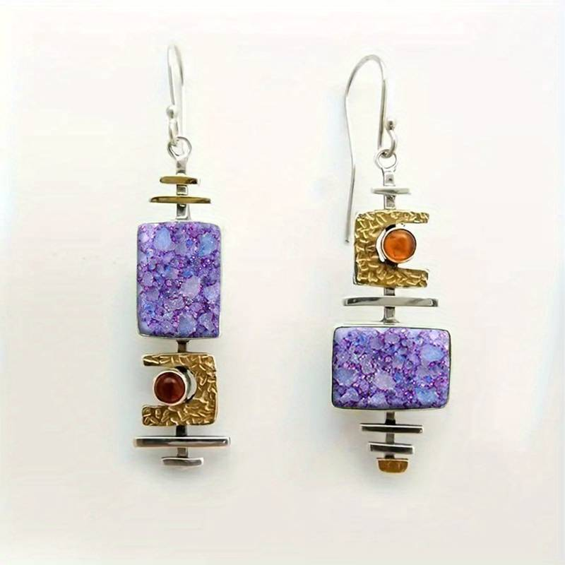 Boucles d'oreilles vintage "Antike" avec pierre violette
