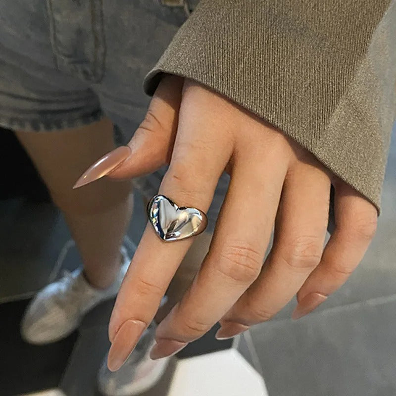 Bague coeur réglable en argent 925