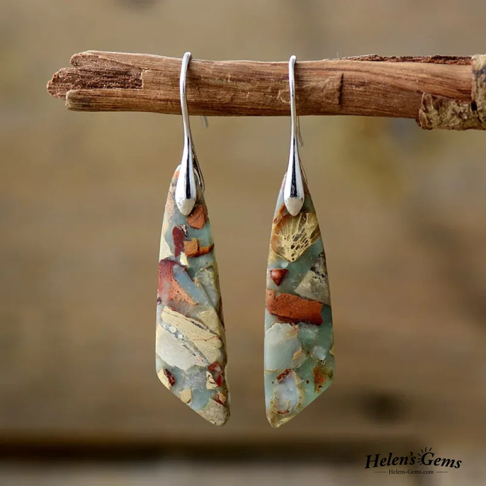 Boucles d’oreilles vintage en pierre colorée