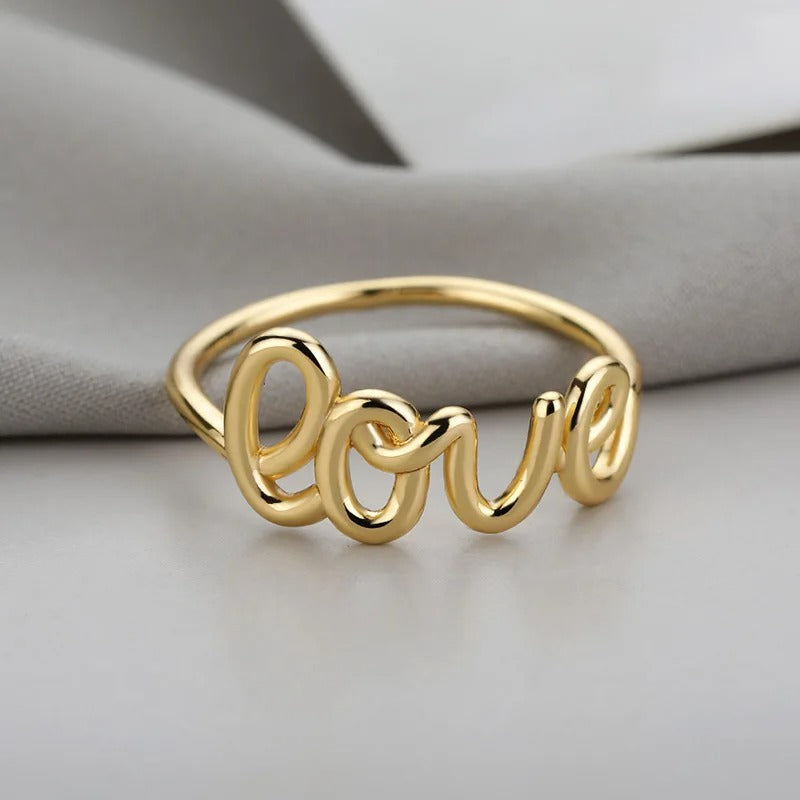 Bague Lettre d’Amour plaquée or 18K