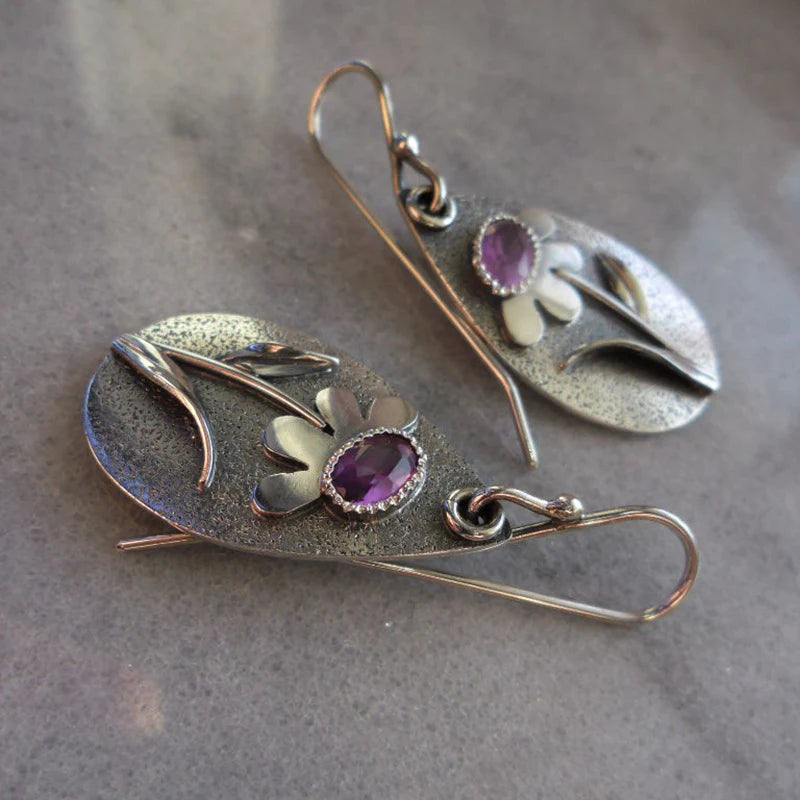 Boucles d'oreilles rétro 3D en fleurs