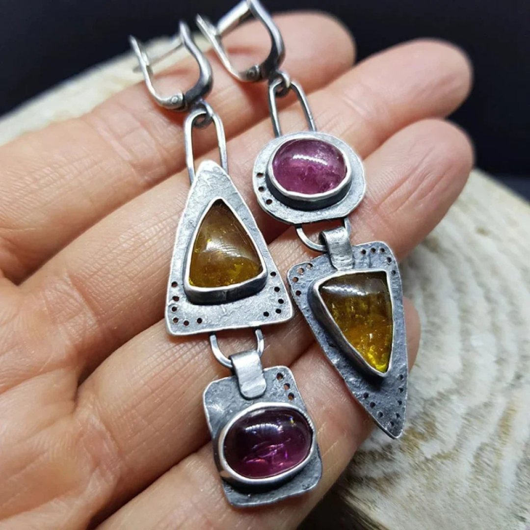 Boucles d'oreilles géométriques triangulaires vintage
