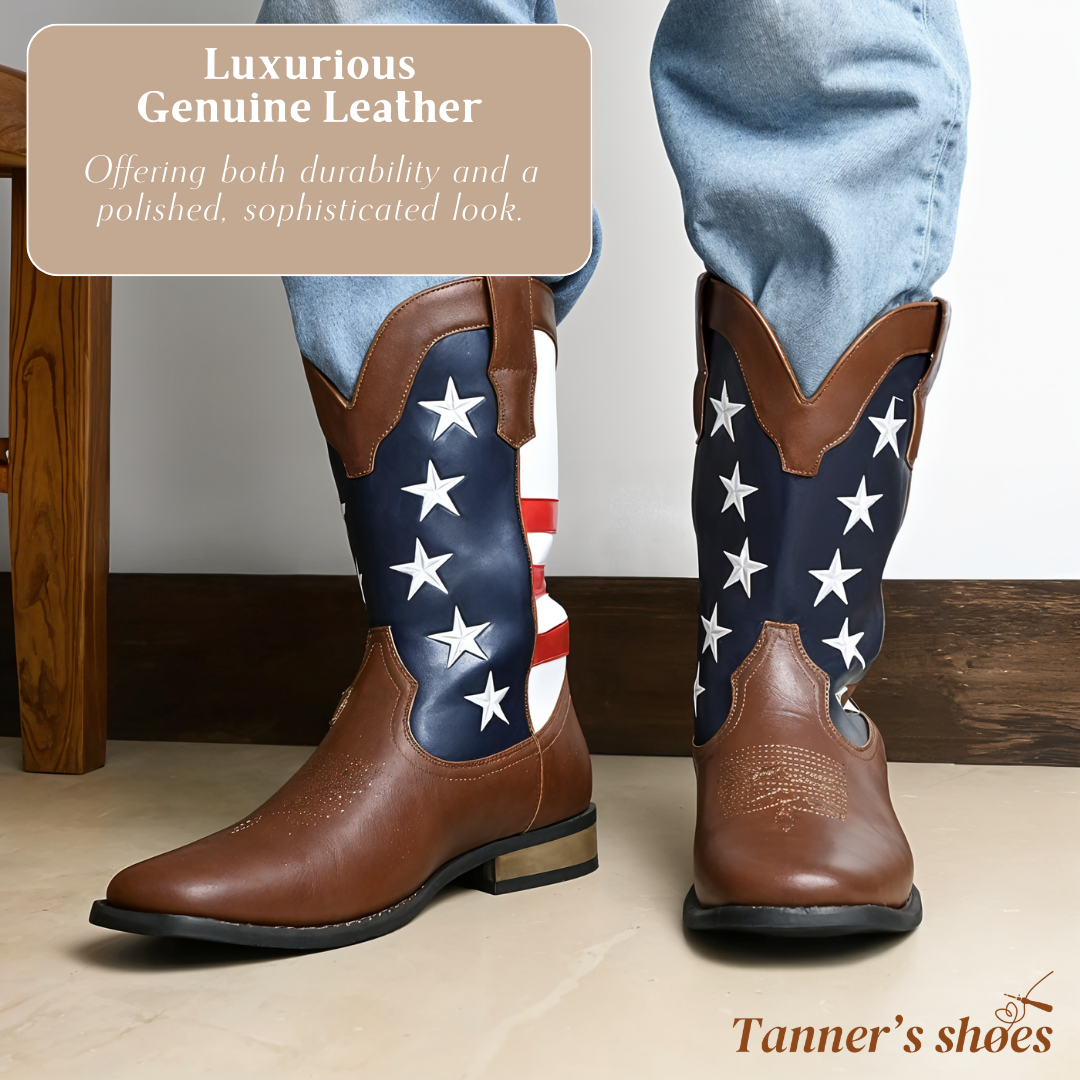 Andrew | Bottes de cowboy western personnalisées avec drapeau américain