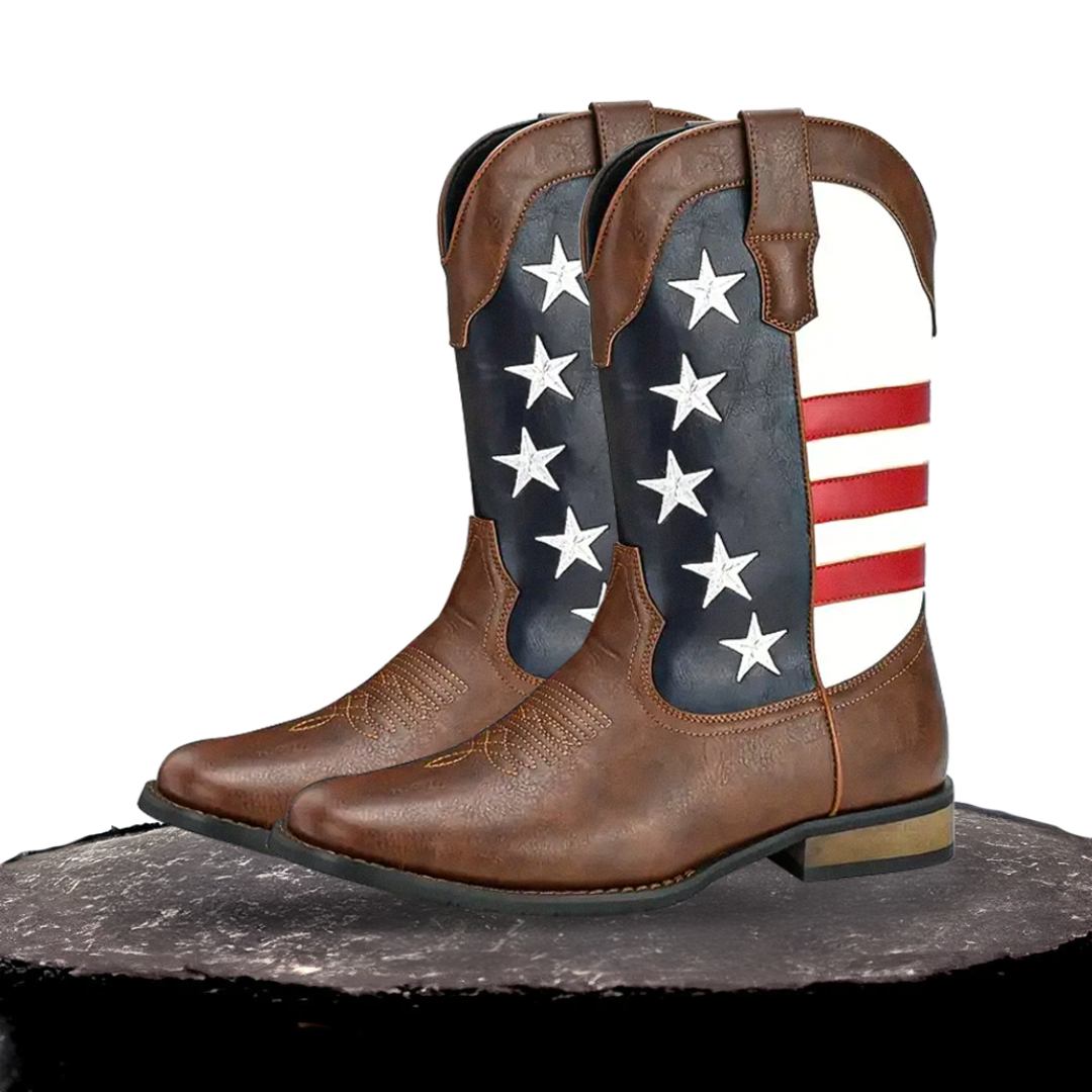 Andrew | Bottes de cowboy western personnalisées avec drapeau américain