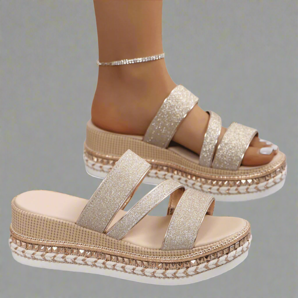 Helga™ Sandales compensées confortables en tissu premium