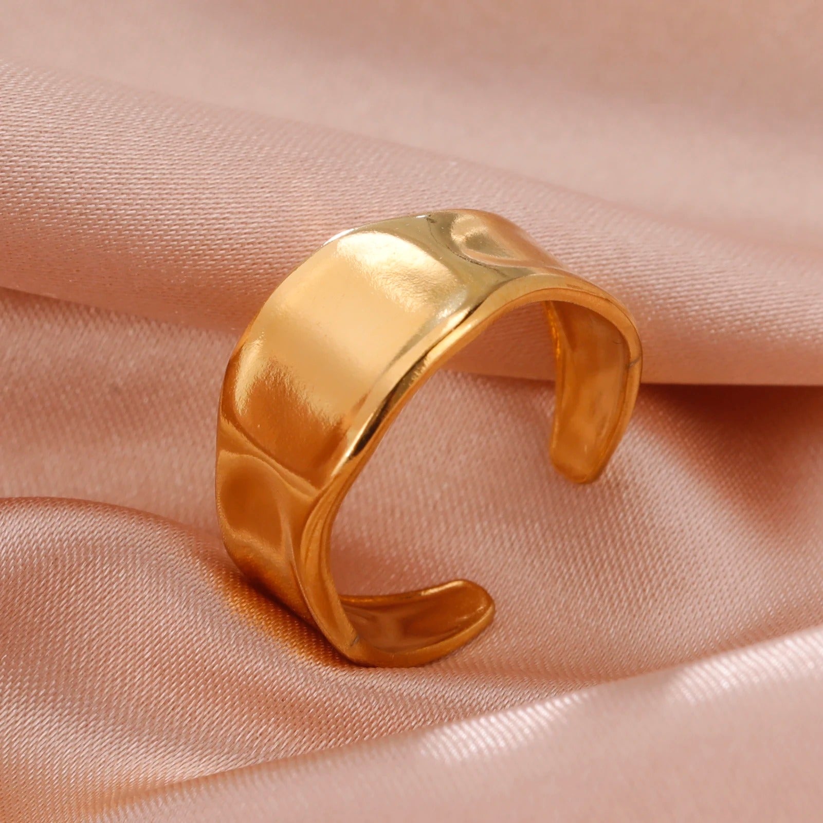 Bague Ajustable Minimaliste Ouverte plaquée or 18K