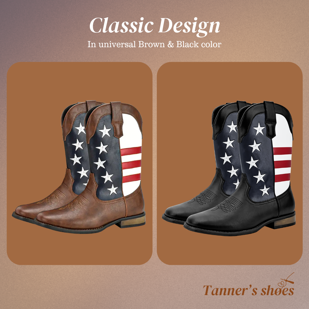 Andrew | Bottes de cowboy western personnalisées avec drapeau américain