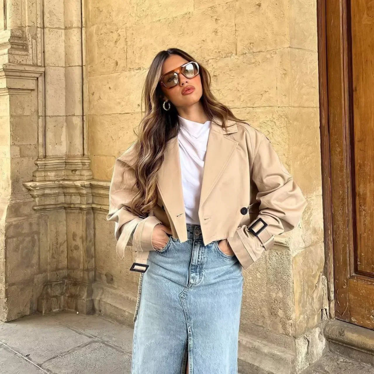 Yani - Veste Ceinturée Croppée