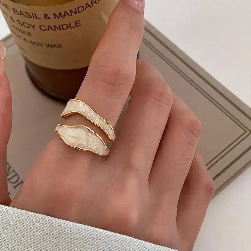 Bague Ajustable Ouverte Géométrique plaquée or 18K